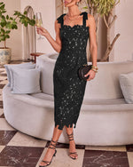 Black % Warm Intentions Lace Midi Dress-5
