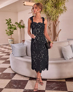 Black % Warm Intentions Lace Midi Dress-3