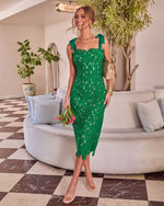 Kelly Green % Warm Intentions Lace Midi Dress-1