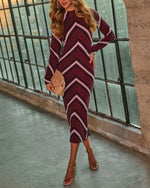 Nesse Striped Knit Mockneck Maxi Dress