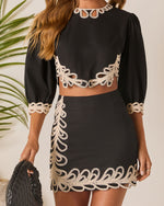 Black % Terrie Contrast Design Crop Top-5