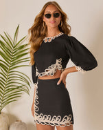 Black % Terrie Contrast Design Crop Top-3