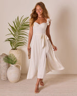 Ivory % Perfect Date Cotton Tie Waist Midi Dress-5