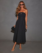 Black % Ryann Strapless Front Cutout Dress-1