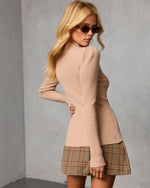 Latte % Honey Knit Ribbed Puff Sleeve Sweater-4