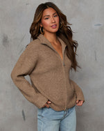 Oatmeal % Cozy Feels Knit Zip Up Cardigan-9