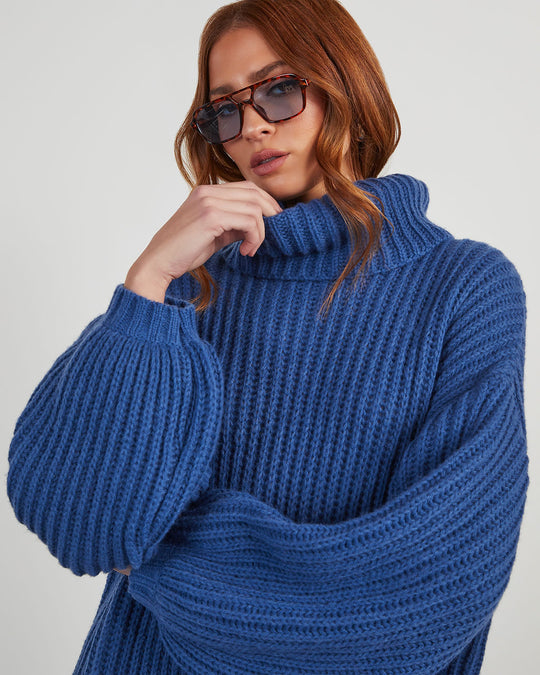 Blue % Milligan Oversized Turtleneck Sweater-3