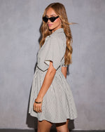 Annabelle Striped Mini Shirt Dress