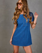 Sweet Structure Denim Mini T Shirt Dress