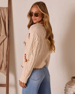 Brienna Embroidered Knit Crew Neck Cardigan
