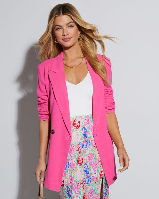 Hot Pink % Confidence Double Breasted Blazer-6
