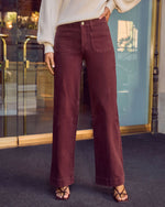 Rugged Charm Stretch High Rise Wide Leg Color Jeans