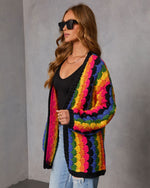 Creative Break Knit Muti Color Cardigan