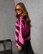 Pink/Brown % Outside The Box Knit Button Front Cardigan-4