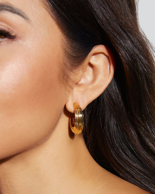 Danielle Textured 14K Gold Hoop Earrings