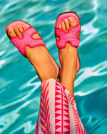 Pink/Red %Island Luxe Contrast Trim Crochet Sandals-4