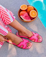 Pink/Red %Island Luxe Contrast Trim Crochet Sandals-5
