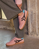 Pink % Lorilai Faux Suede Lace Up Sneakers-3