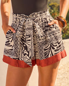 Villa Lounge Abstract Tropical Waist Tie Shorts