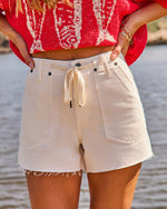 Jayah Drawstring Mid Rise Denim Shorts