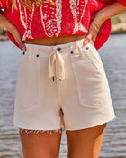 Jayah Drawstring Mid Rise Denim Shorts