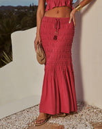 Sunlit Shore Smocked Drawstring Maxi Skirt