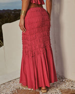 Sunlit Shore Smocked Drawstring Maxi Skirt