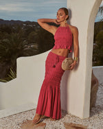 Sunlit Shore Smocked Drawstring Maxi Skirt
