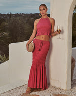 Sunlit Shore Smocked Drawstring Maxi Skirt
