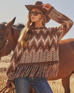 Chelie Fringe Abstract Sweater