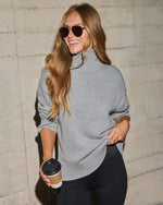 Heather Grey % Umah Ribbed Mock Neck Sweater-6