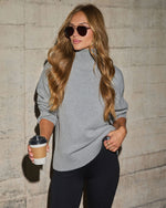 Heather Grey % Umah Ribbed Mock Neck Sweater-1