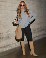 Heather Grey % Umah Ribbed Mock Neck Sweater-2