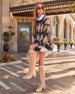 Blushleaf Argyle Crew Neck Sweater