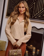 Lomier Cable Knit Quarter Zip Sweater