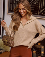 Lomier Cable Knit Quarter Zip Sweater