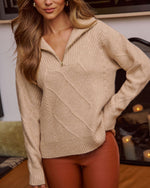 Lomier Cable Knit Quarter Zip Sweater