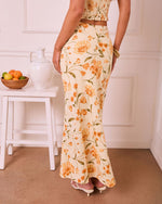 Veloura Floral Linen Maxi Skirt