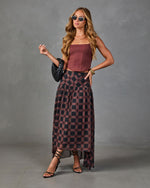 Prep Season Plaid Chiffon High Low Midi Skirt