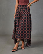 Prep Season Plaid Chiffon High Low Midi Skirt