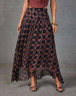 Prep Season Plaid Chiffon High Low Midi Skirt