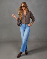 Weekend Morning Striped Button Down Top