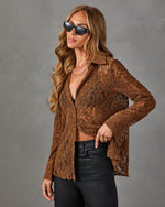 Aria Floral Velvet Lace Button Down Top