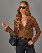Aria Floral Velvet Lace Button Down Top
