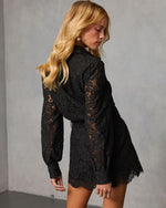 Black % Yvonne Belted Lace Romper-4