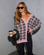 Toasted Oak Houndstooth Cardigan