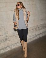 Beige % Shelton Pocketed Hooded Faux Leather Puffer Vest-5