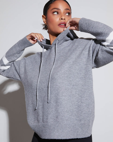 Grey striped hoodie sale