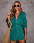 Pine Green % Grinnell Button Front Romper-1