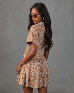 Autumn Picnic Cotton Abstract Print Mini Shirt Dress
